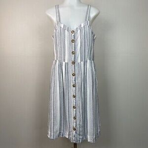 Loft Ann Taylor LOFT Sleeveless Tank Dress Women’s White Navy Striped Lined Po